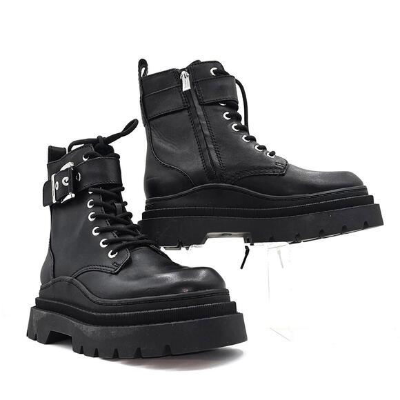 Michael Kors Colby Leather Combat Boot 10 - Picture 1 of 5